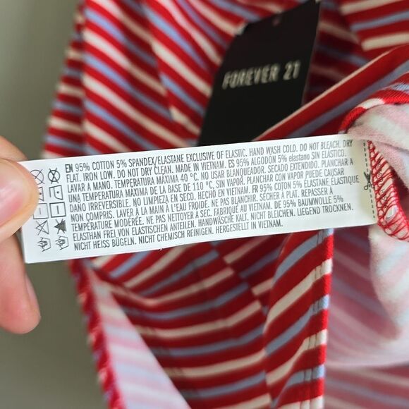 NWT Forever 21 are White & Blue Striped Summer Coastal Cute Strapless Bodysuit  - Picture 8 of 8